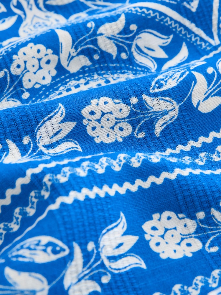 Blau/Weiß/Bedruckt - Shorts aus Leinenmischung - Bild 5 von 5