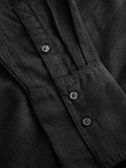 Black Linen Blend Long Sleeve Shirt - Image 5 of 8