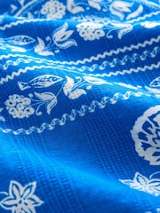 Blue/White Print Linen Blend Long Sleeve Shirt - Image 7 of 7