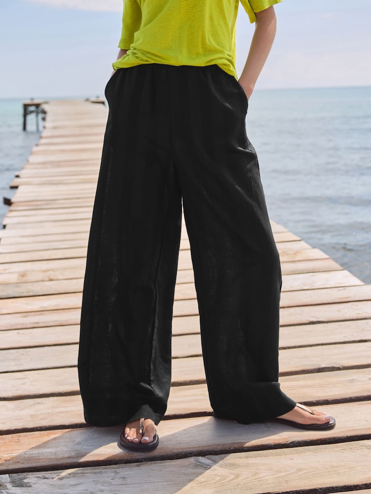 Schwarz - Hose aus Leinenmischgewebe - Bild 2 von 6