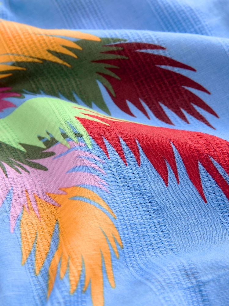 Blau/Palmenmuster - Shorts aus Leinenmischung - Bild 7 von 7