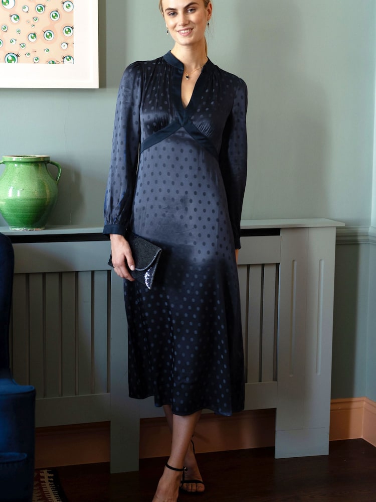 Aspiga Satin Jacquard Spot Dress - Imagen 1 de 4