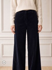 Aspiga Blue Wide Leg Stretch Corduroy Trousers - Image 3 of 4