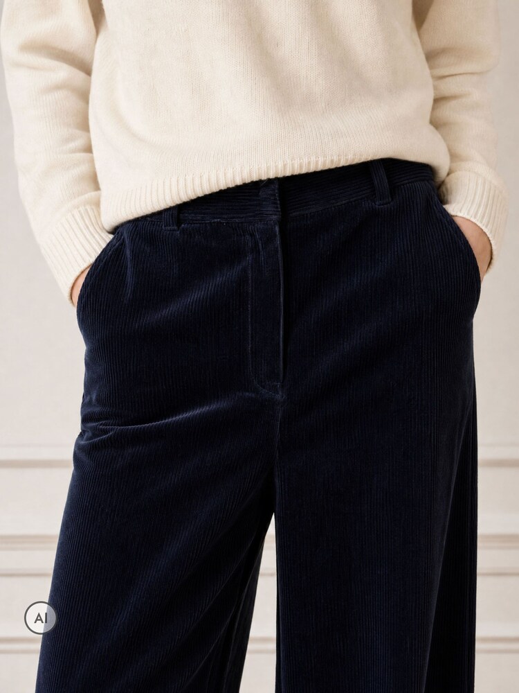 Aspiga Blue Wide Leg Stretch Corduroy Trousers - Image 4 of 4