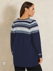 Evans Blue Fairisle Waterfall Cardigan - Image 3 of 6