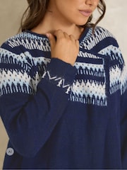 Evans Blue Fairisle Waterfall Cardigan - Image 4 of 6
