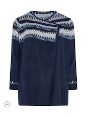 Evans Blue Fairisle Waterfall Cardigan - Image 5 of 6