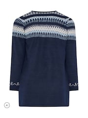 Evans Blue Fairisle Waterfall Cardigan - Image 6 of 6