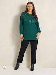 Evans Green Sequin Embellished Top - Image 2 of 6