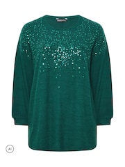 Evans Green Sequin Embellished Top - Image 5 of 6