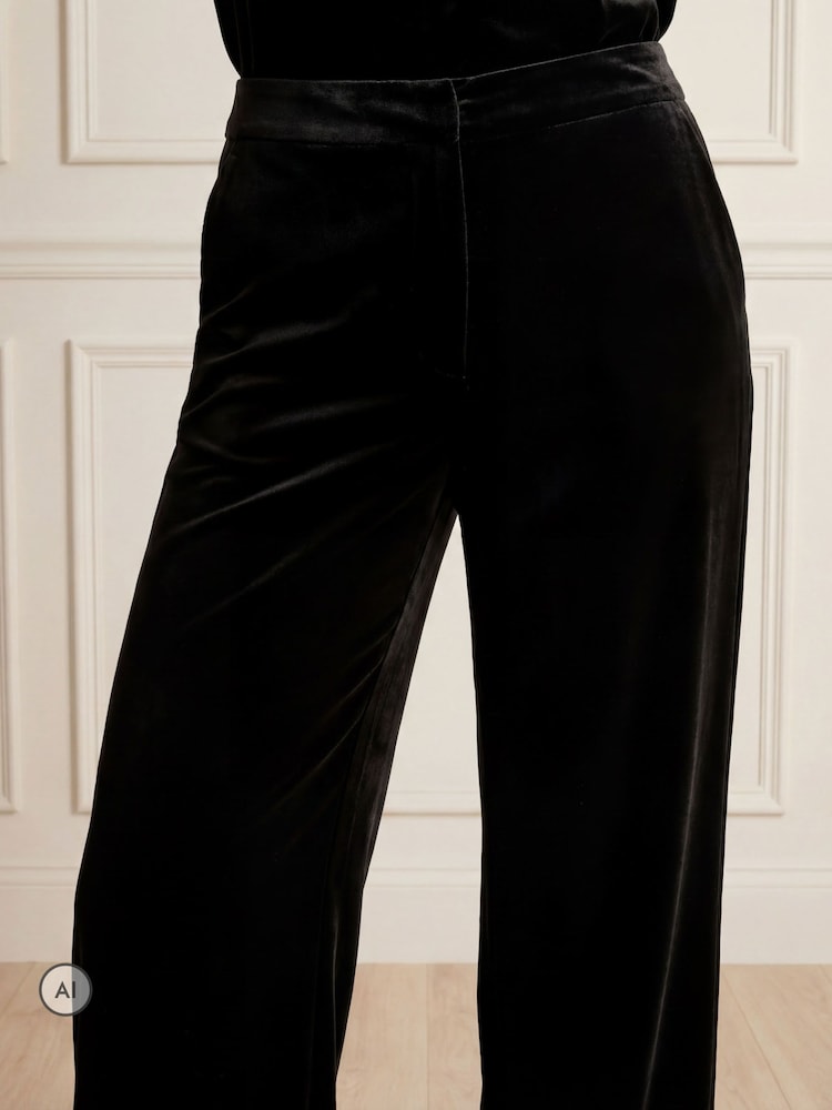 Aspiga Black Palazzo Velvet Trousers - Image 3 of 3