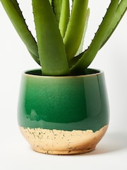 Oliver Bonas Green/Gold Palmer Foil Plant Large Pot - Image 2 of 4