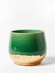Oliver Bonas Green/Gold Palmer Foil Plant Large Pot - Image 3 of 4