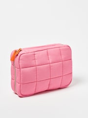 Oliver Bonas Pink Carrie Fold Out Make Up 100% Cotton Large Bag - Image 1 of 4