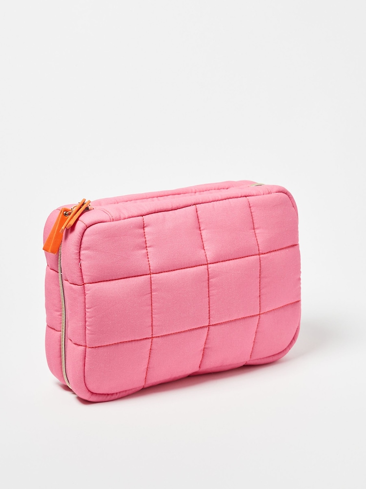 Oliver Bonas Pink Carrie Fold Out Make Up 100% Cotton Large Bag - Image 1 of 4