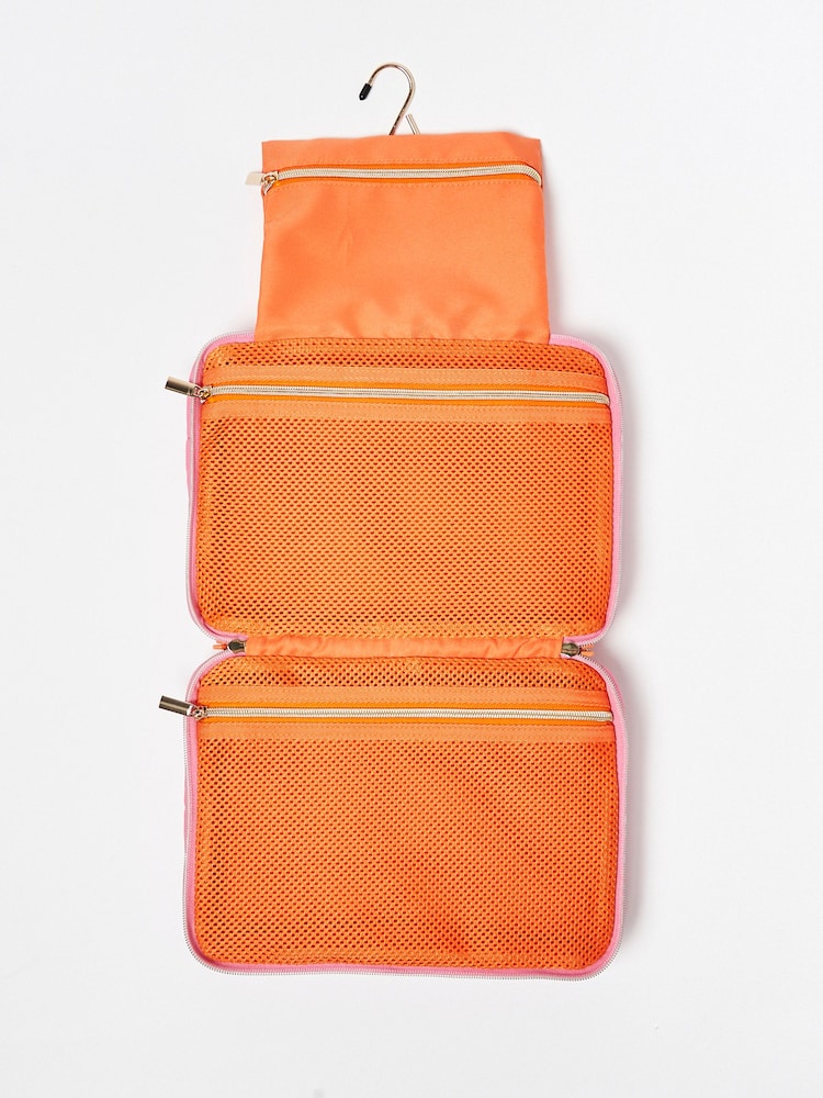 Oliver Bonas Pink Carrie Fold Out Make Up 100% Cotton Large Bag - Image 4 of 4