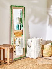 Oliver Bonas Cream Lumu Block Printed Wavy Fabric Laundry Bag - Image 1 of 4