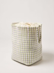 Oliver Bonas Cream Lumu Block Printed Wavy Fabric Laundry Bag - Image 2 of 4