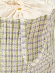 Oliver Bonas Cream Lumu Block Printed Wavy Fabric Laundry Bag - Image 3 of 4