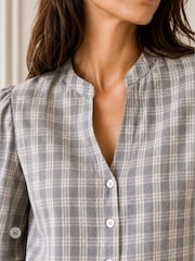 Aspiga Notch Neck Check Blouse - 4суретінің 4 суреті