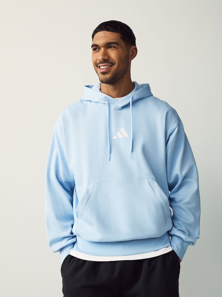 adidas Blue Essentials Feelcozy Fleece Hoodie - Image 1 of 5 adidas Blue Essentials Feelcozy Fleece Hoodie - Image 1 of 5