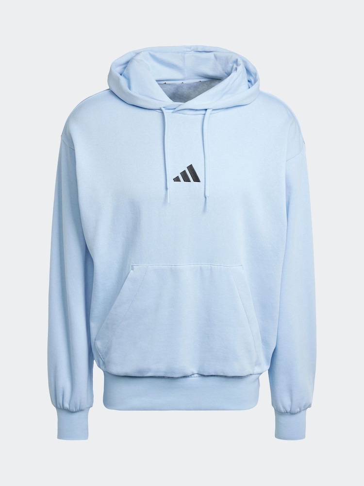 adidas Blue Essentials Feelcozy Fleece Hoodie - Image 6 of 6
