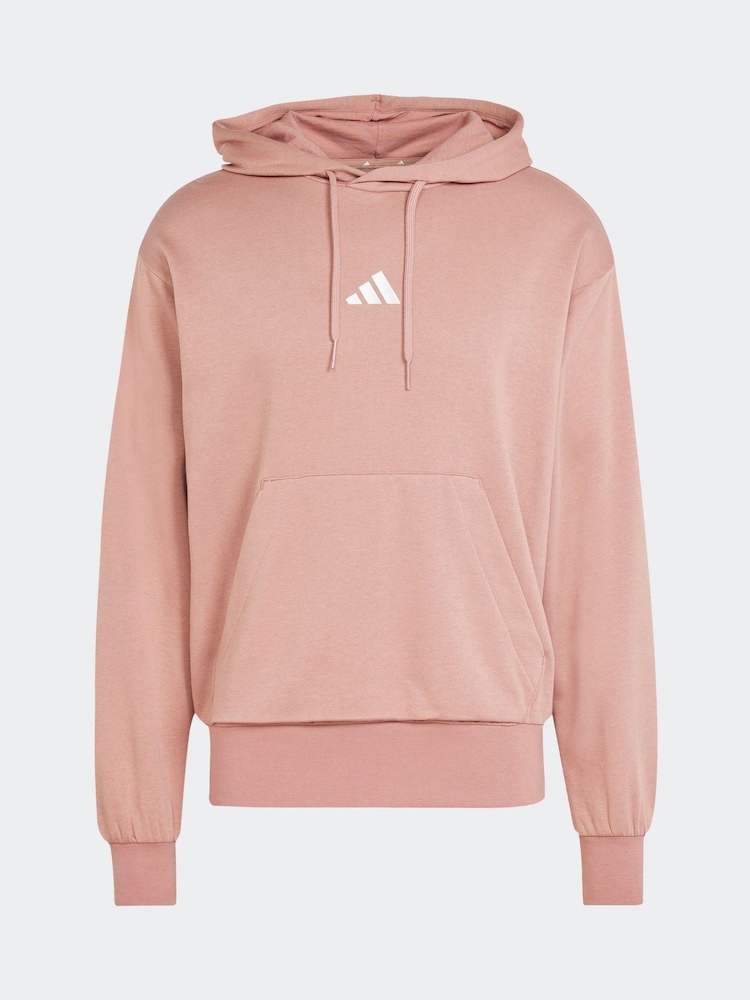 adidas Dark Red Essentials Feelcozy Fleece Hoodie - Image 5 of 5