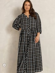 Evans Black Check Tiered Maxi Dress - Image 1 of 6