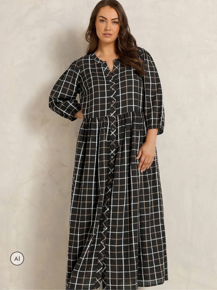 Evans Black Check Tiered Maxi Dress - Image 1 of 6