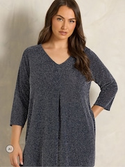 Azul - Evans Long Sleeve Brillo Pleated Swing Top - Imagen 1 de 6