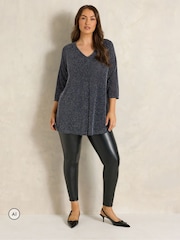 Azul - Evans Long Sleeve Brillo Pleated Swing Top - Imagen 2 de 6