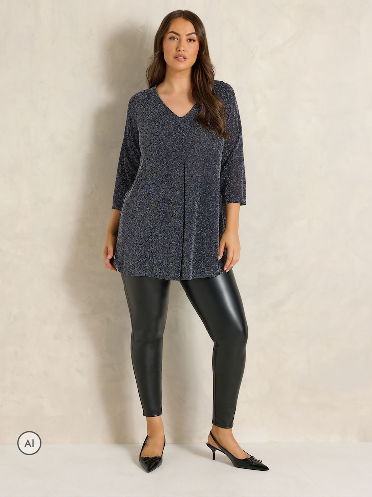 Azul - Evans Long Sleeve Brillo Pleated Swing Top - Imagen 2 de 6