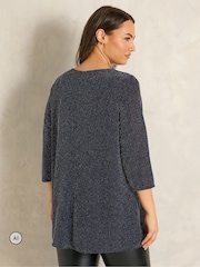 Azul - Evans Long Sleeve Brillo Pleated Swing Top - Imagen 3 de 6