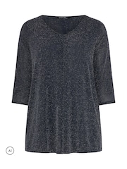 Azul - Evans Long Sleeve Brillo Pleated Swing Top - Imagen 5 de 6