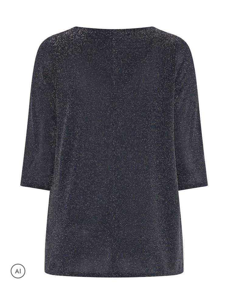 Azul - Evans Long Sleeve Brillo Pleated Swing Top - Imagen 6 de 6