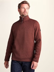 Tog 24 Chestnut Brown Pearson Knit Look Quarter Zip Fleece - Image 1 of 7