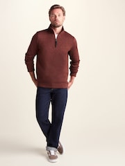 Tog 24 Chestnut Brown Pearson Knit Look Quarter Zip Fleece - Image 2 of 7