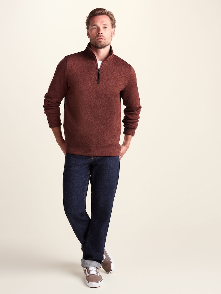 Tog 24 Chestnut Brown Pearson Knit Look Quarter Zip Fleece - Image 2 of 7 Tog 24 Chestnut Brown Pearson Knit Look Quarter Zip Fleece - Image 2 of 7