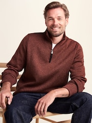 Tog 24 Chestnut Brown Pearson Knit Look Quarter Zip Fleece - Image 4 of 7