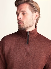 Tog 24 Chestnut Brown Pearson Knit Look Quarter Zip Fleece - Image 5 of 7