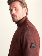 Tog 24 Chestnut Brown Pearson Knit Look Quarter Zip Fleece - Image 6 of 7