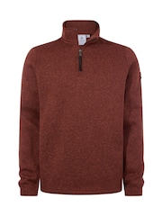 Tog 24 Chestnut Brown Pearson Knit Look Quarter Zip Fleece - Image 7 of 7