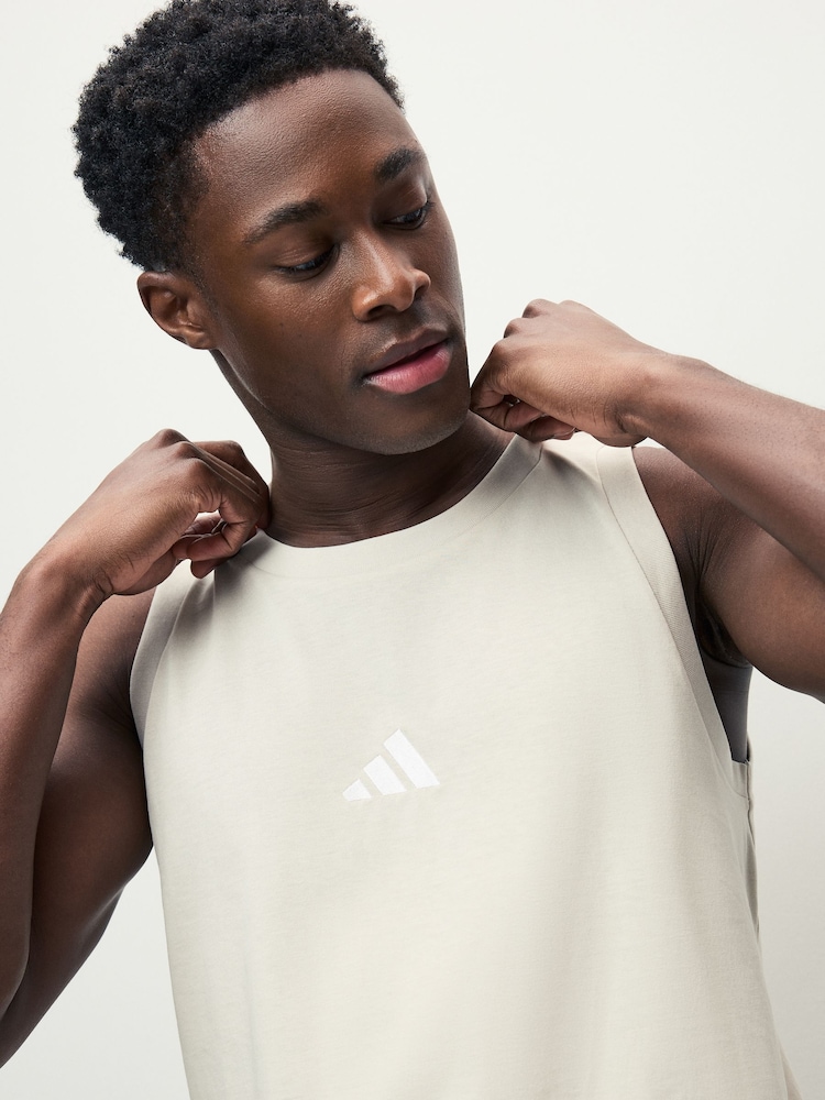 adidas Grey Essentials Small Logo 100% Cotton Tank Top - Image 5 of 6