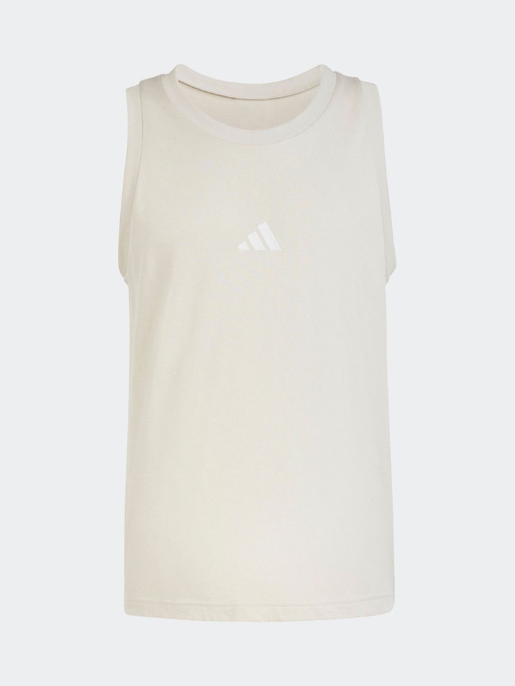 adidas Grey Essentials Small Logo 100% Cotton Tank Top - Image 6 of 6