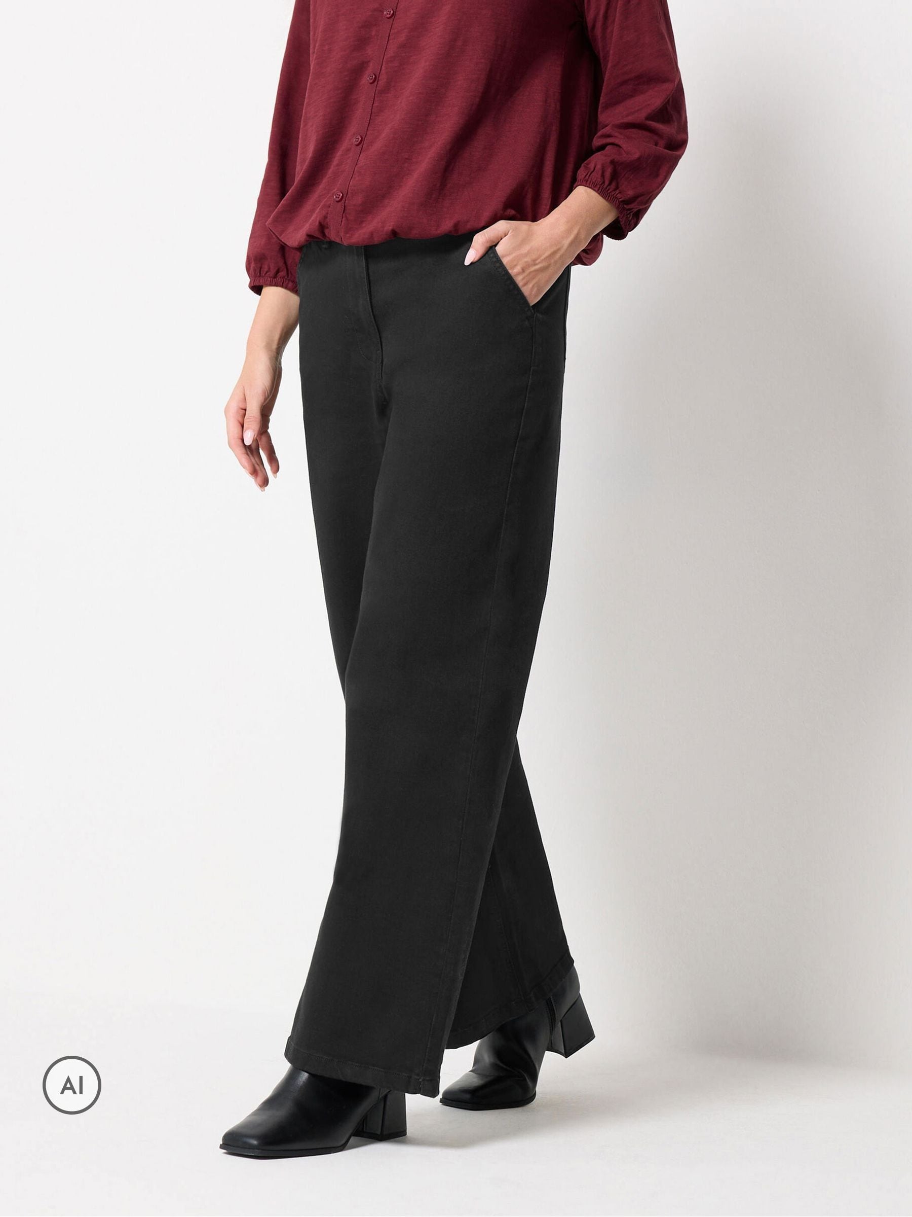 M & Co Women's Black Wide Leg Jeans