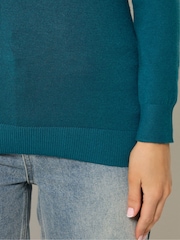 Long Tall Sally Blue Knitted V-Neck Jumper - Image 4 of 5