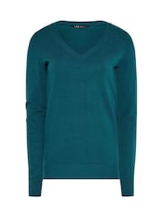 Long Tall Sally Blue Knitted V-Neck Jumper - Image 5 of 5