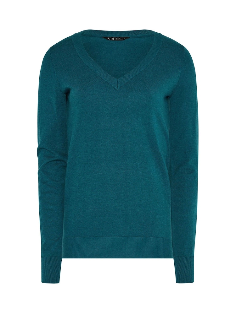 Long Tall Sally Blue Knitted V-Neck Jumper - Image 5 of 5 Long Tall Sally Blue Knitted V-Neck Jumper - Image 5 of 5
