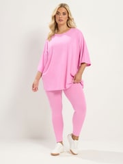 Yours Curve Pink Oversized Boxy T-Shirt - Image 2 of 6