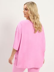 Yours Curve Pink Oversized Boxy T-Shirt - Image 3 of 6